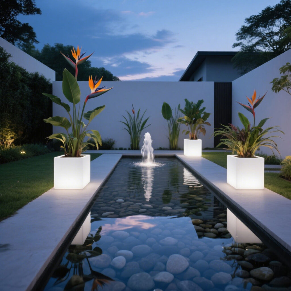 plastic Table Led Light Flower Pots